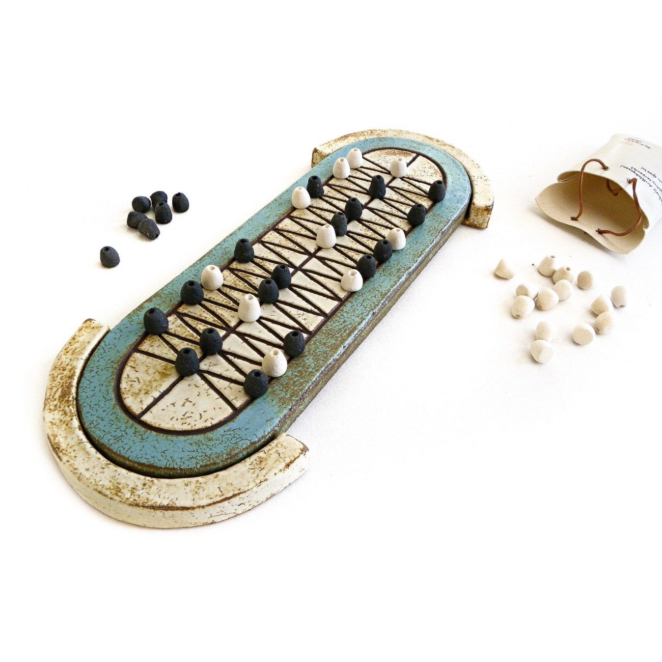 Fighting Serpents Decorative Board Game Set Handmade Ceramic
