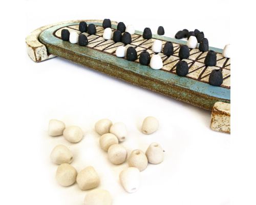 Fighting Serpents Decorative Board Game Set - Handmade Ceramic - Ancient Game Replica Set. 51cm (20")