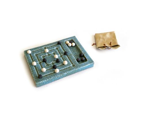 Nine Men's Morris Decorative Board Game - Handmade Premium Ceramic Replica Set. 23cm (9")