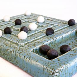 Nine Men's Morris Decorative Board Game - Handmade Premium Ceramic Replica Set. 23cm (9")