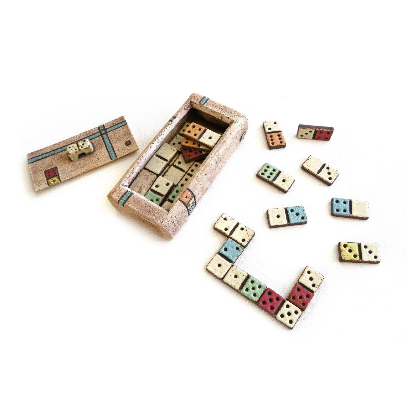 Dominoes Decorative Board Game Handmade Ceramic Double 6 Replica