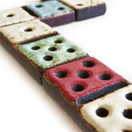 Dominoes Decorative Board Game - Handmade Ceramic - Double 6 - Replica Set. 23.5cm (9.2")