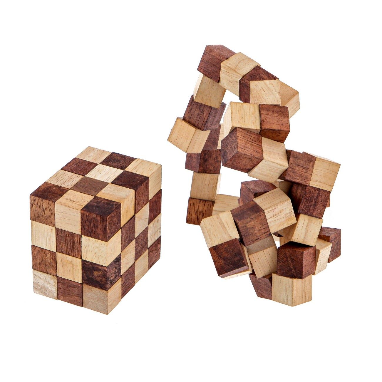 Puzzle Snake Cube Wooden Toy Brain Teaser Gift Office Desk 3D Handmade Gift Game 