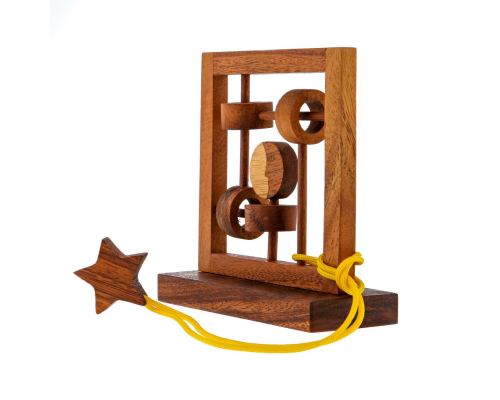 "Moon & Star" Brain Teaser Game - Handmade Wooden Mind Puzzle