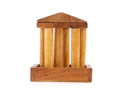 "The Parthenon Temple" Brain Teaser Game - Handmade Wooden Mind Puzzle