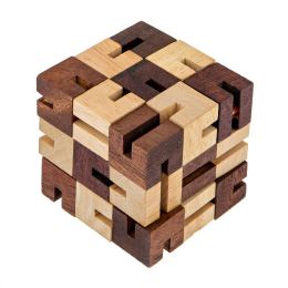 "The Snake" Brain Teaser Game - Handmade Wooden Cube Mind Puzzle