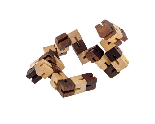 "The Snake" Brain Teaser Game - Handmade Wooden Cube Mind Puzzle