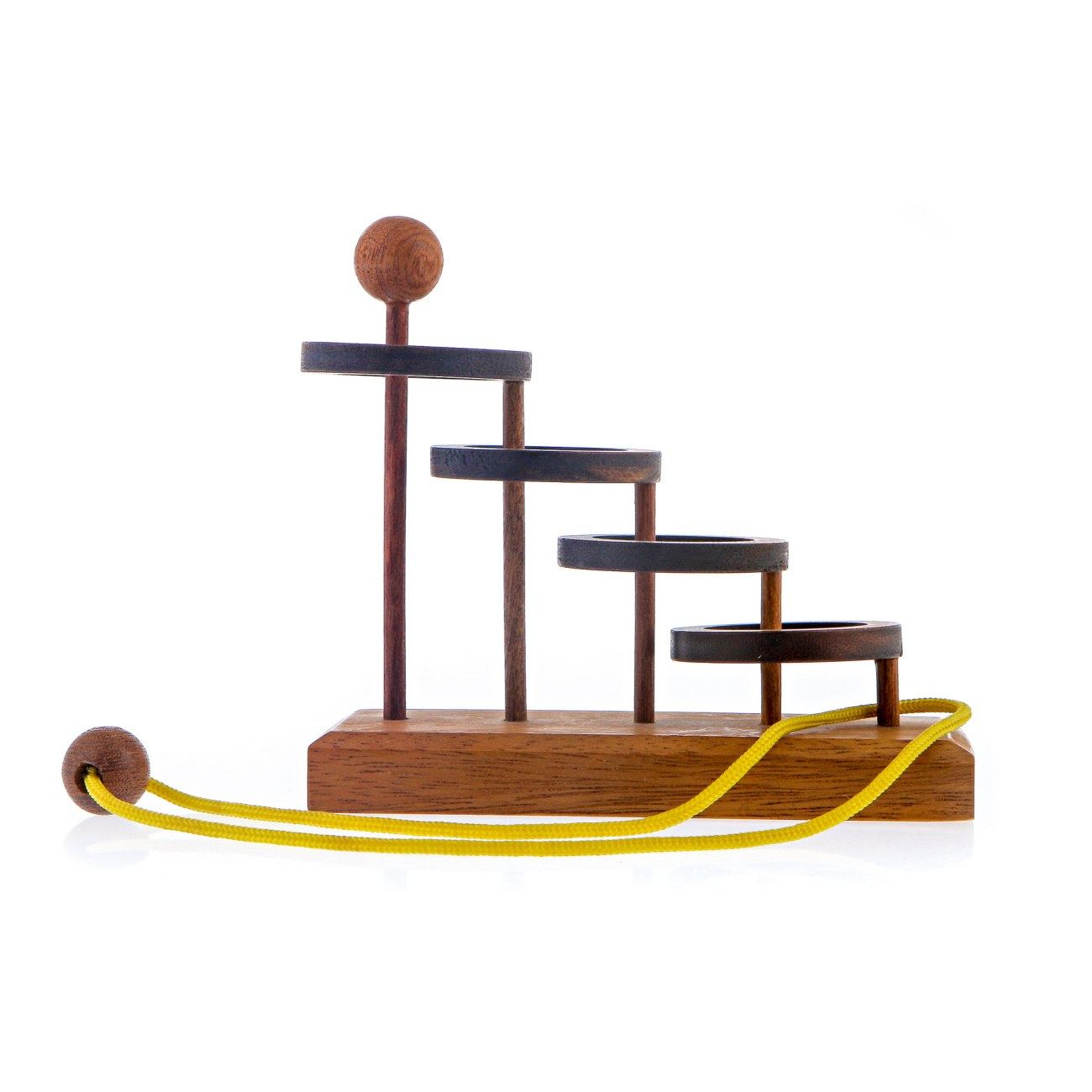 "Through the Hoop" Brain Teaser Game Handmade Wooden Mind Puzzle