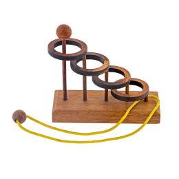 "Through the Hoop" Brain Teaser Game - Handmade Wooden Mind Puzzle