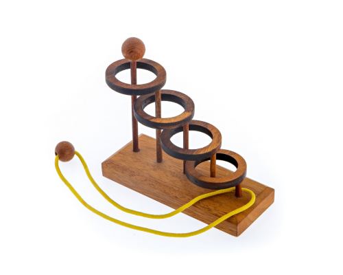 "Through the Hoop" Brain Teaser Game - Handmade Wooden Mind Puzzle