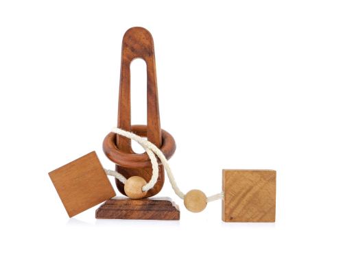 "Unlock the Ring" Brain Teaser Game - Handmade Wooden Mind Puzzle