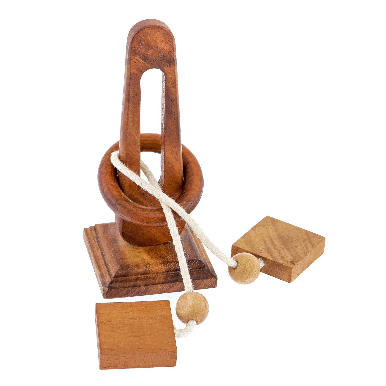 One Wooden Ring Single Column 3D Wooden Toy Kid String Rope Puzzle IQ Magic  Trick Brain Teaser Mind Game Adult - AliExpress