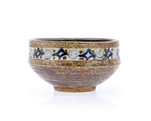 Decorative Bowl - Handmade Ceramic Table top Decor - Beige & Blue