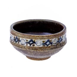 Decorative Bowl - Handmade Ceramic Table top Decor - Beige & Blue