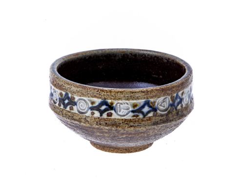 Decorative Bowl - Handmade Ceramic Table top Decor - Beige & Blue