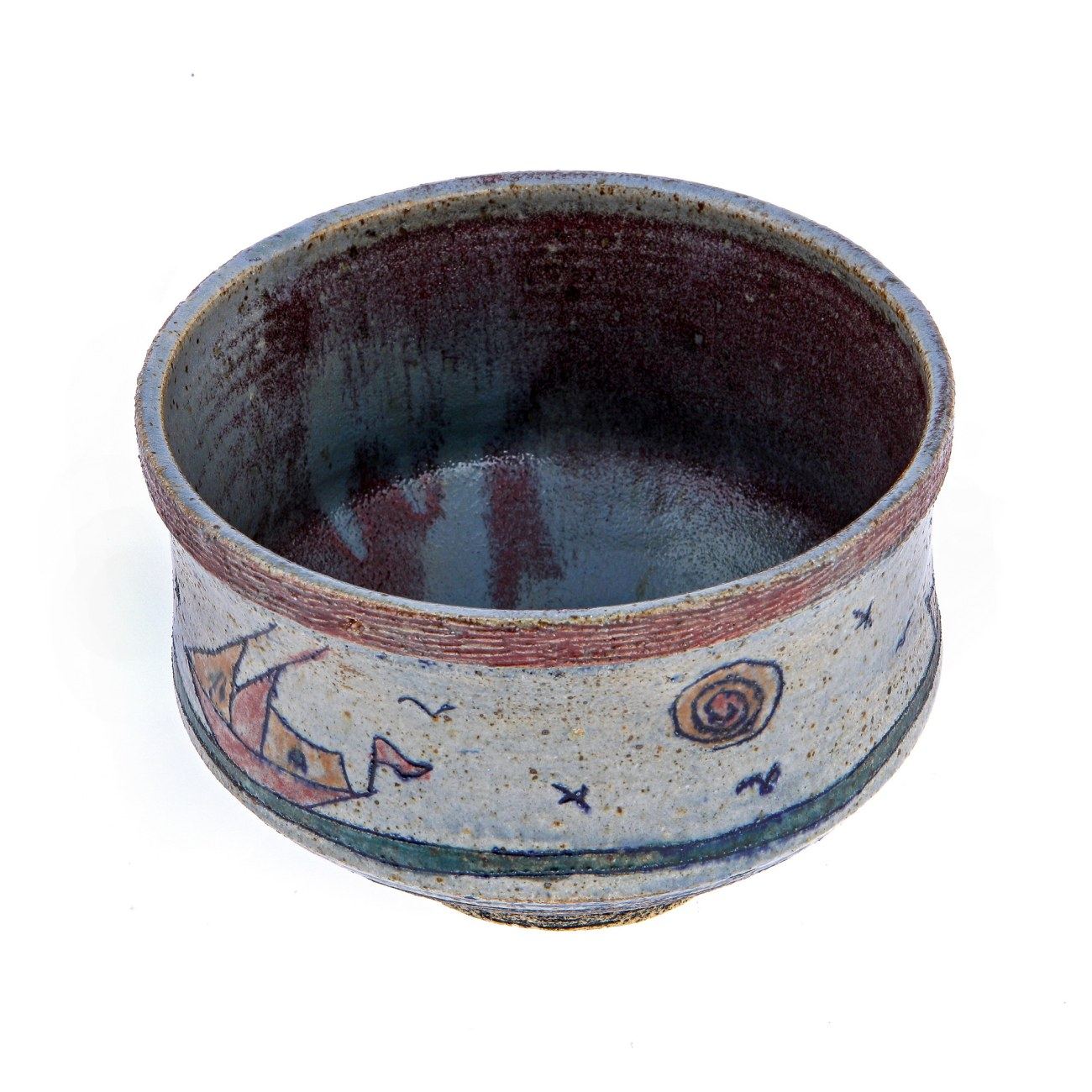 Decorative Bowl Handmade Ceramic Tabletop Art Decor "Sailing Ships