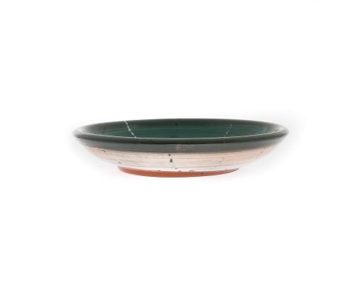 Soup Serving Bowl or Deep Plate, Handmade Ceramic - Green 9.4" (24cm)