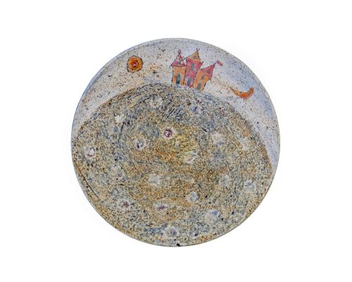 Decorative Plate - Handmade Ceramic Table or Wall Art Decor - "House" Design 36cm (14.2")