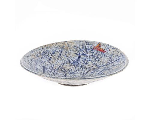 Decorative Plate - Handmade Ceramic Table or Wall Art Decor - "Ocean" Design, 36cm (14.2")