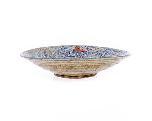 Decorative Plate - Handmade Ceramic Table or Wall Art Decor - "Ocean" Design, 36cm (14.2")