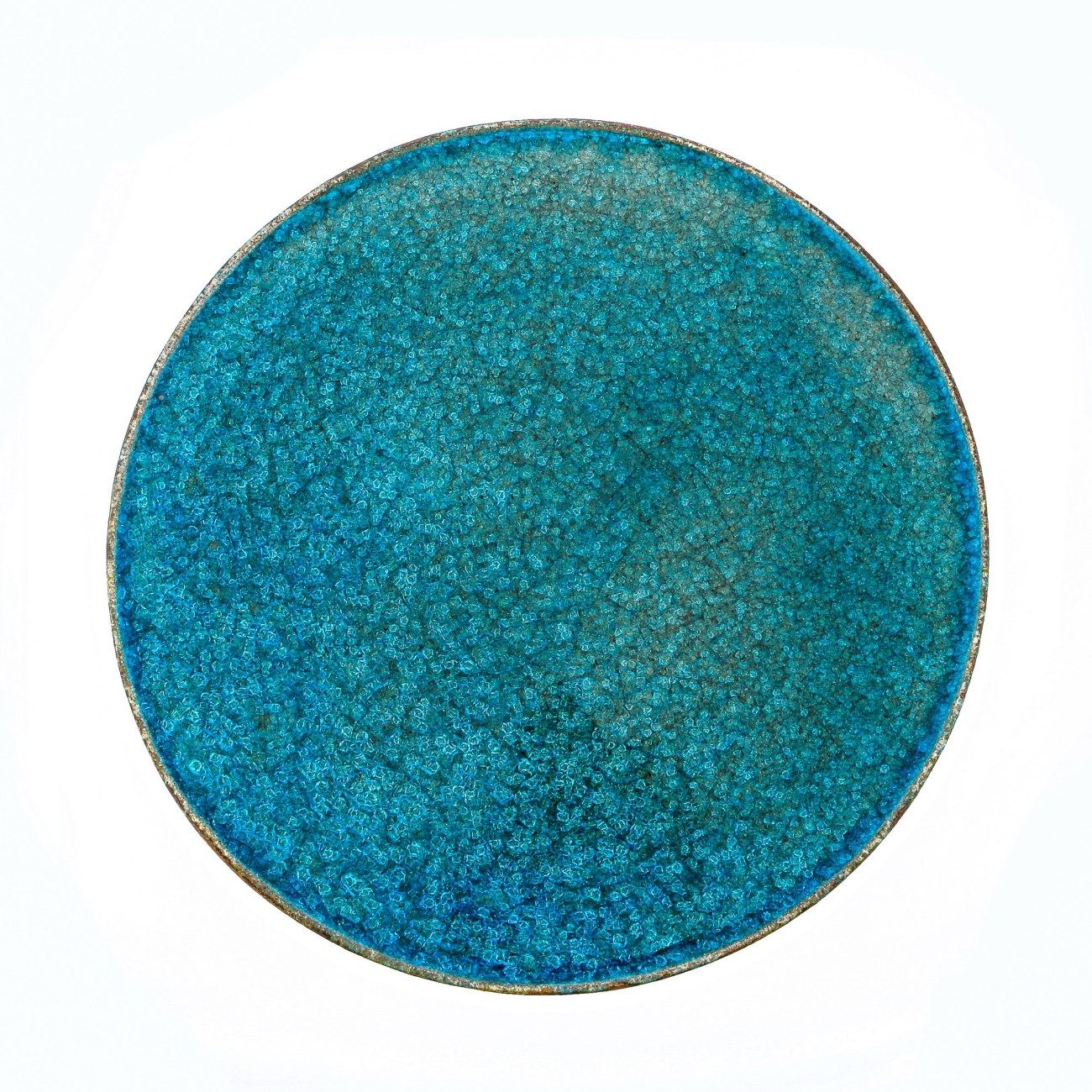 Large Decorative Platter Ceramic & Blue Glass Handmade Modern