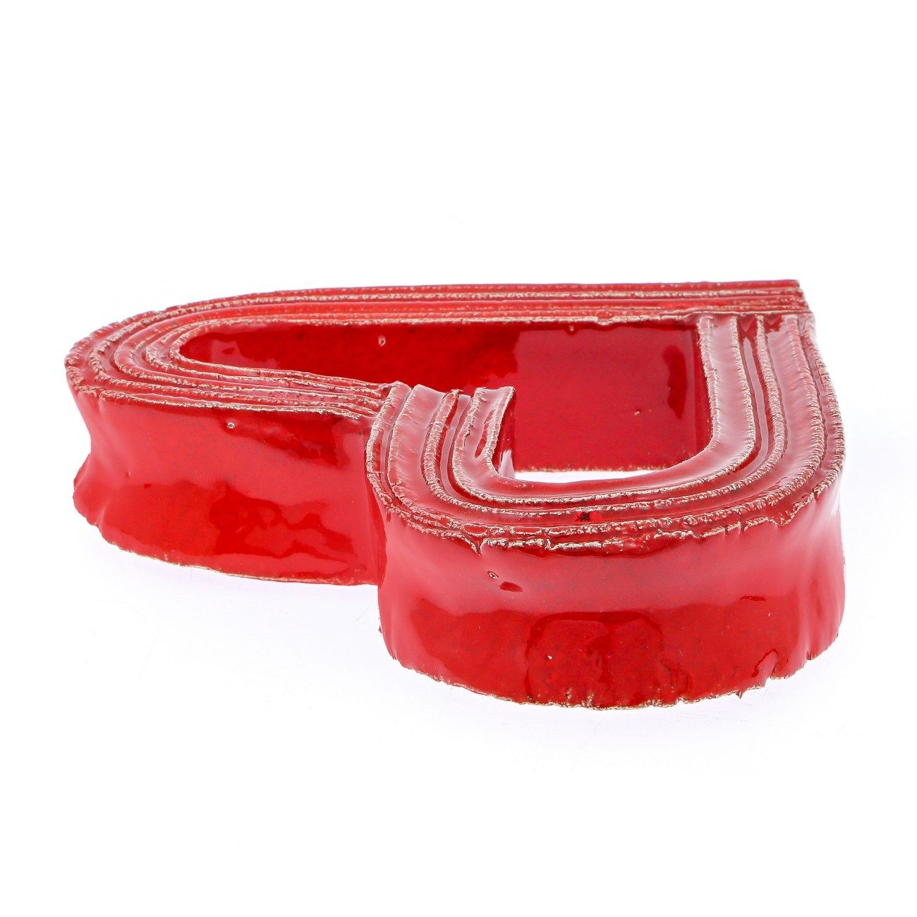 Love Heart Red Glossy Ceramic Handmade Tabletop Decor