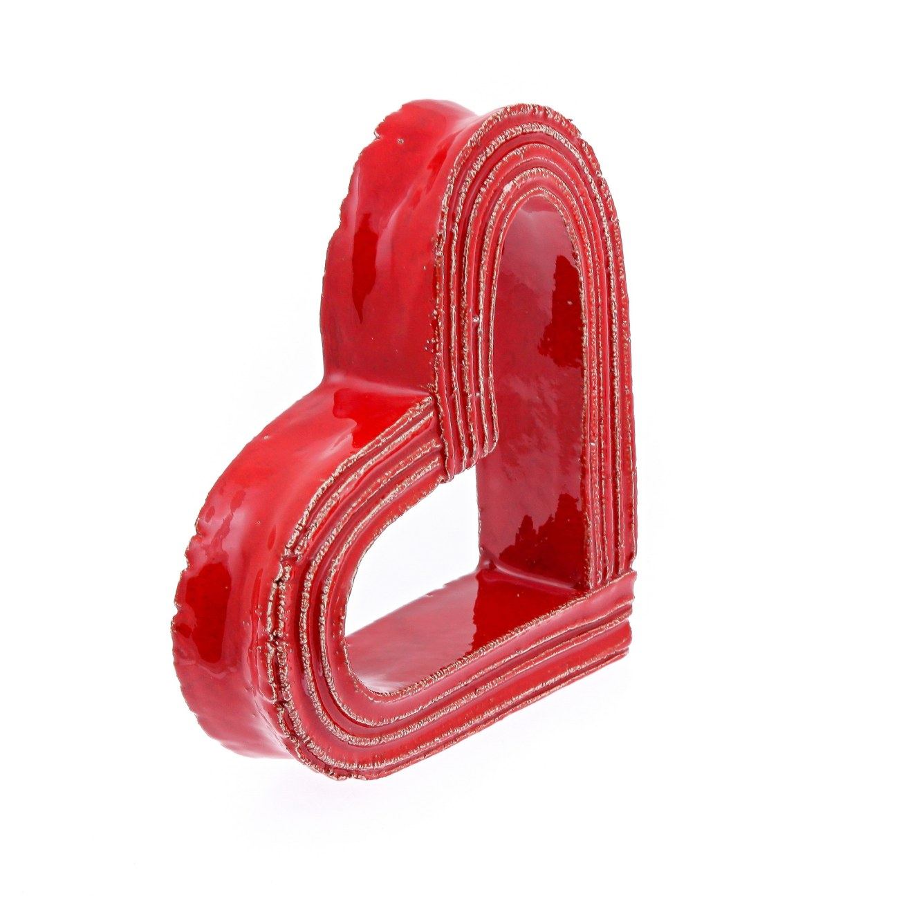 Love Heart Red Glossy Ceramic Handmade Tabletop Decor