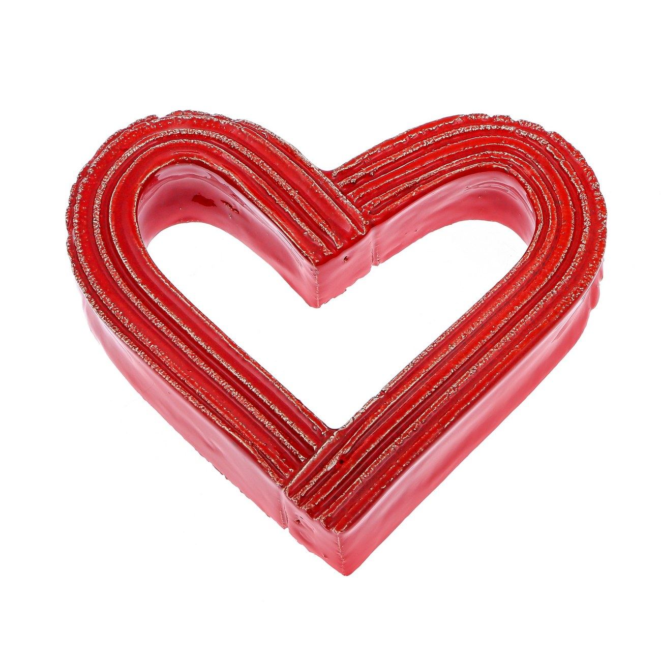 Love Heart Red Glossy Ceramic Handmade Tabletop Decor