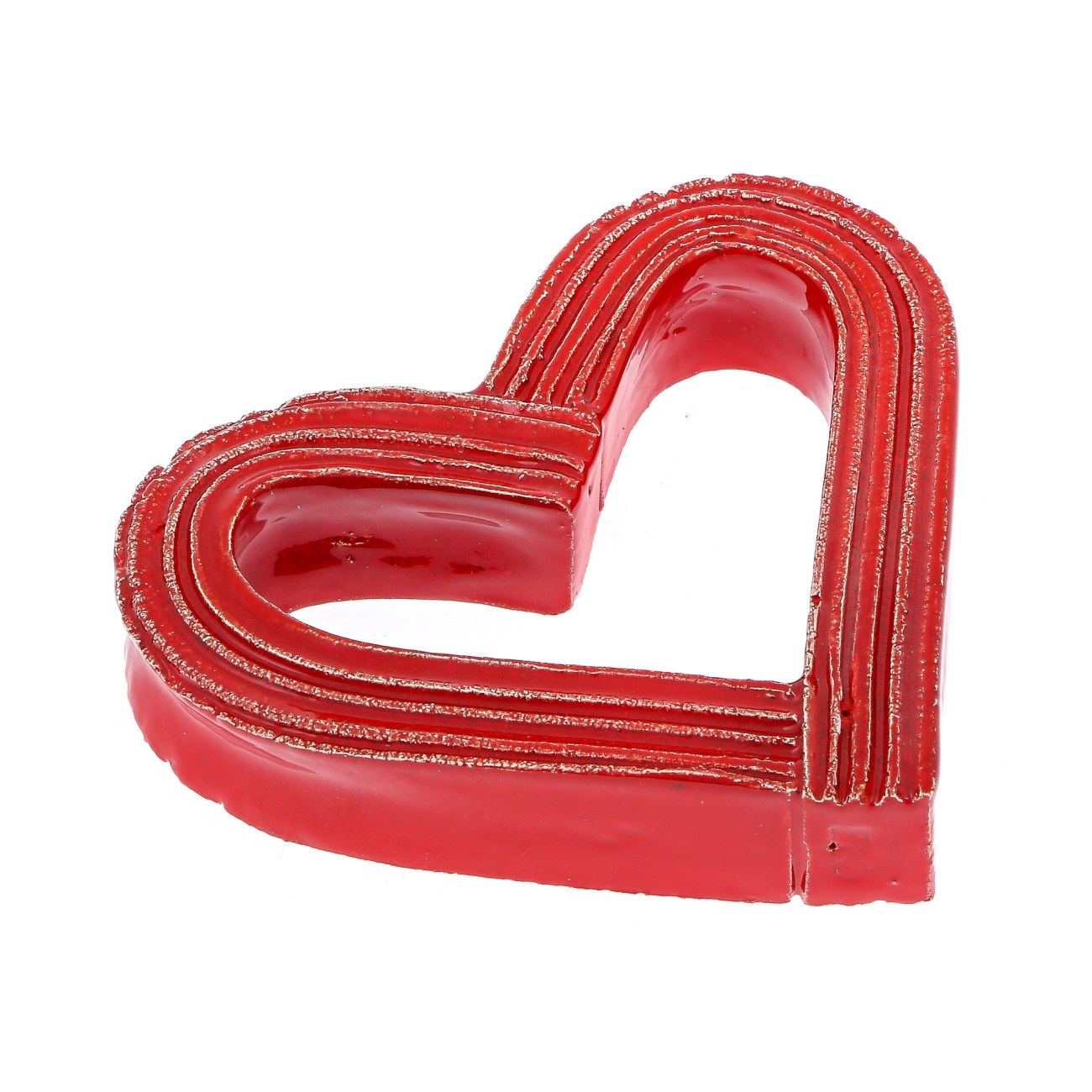 Love Heart Red Glossy Ceramic Handmade Tabletop Decor
