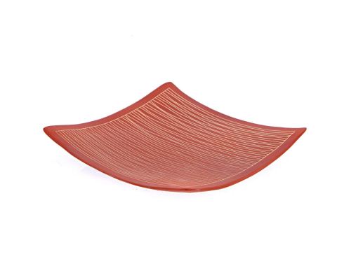 Decorative Platter, Square & Curvy - Handmade Ceramic - Large Red 10.6" (27cm)