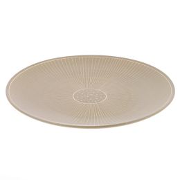 Decorative Round Platter - Large Handmade Ceramic - Modern Beige - 13.7" (35cm)