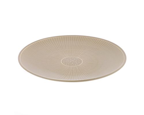 Decorative Round Platter - Large Handmade Ceramic - Modern Beige - 13.7" (35cm)