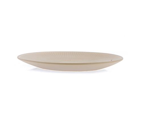 Decorative Round Platter - Large Handmade Ceramic - Modern Beige - 13.7" (35cm)