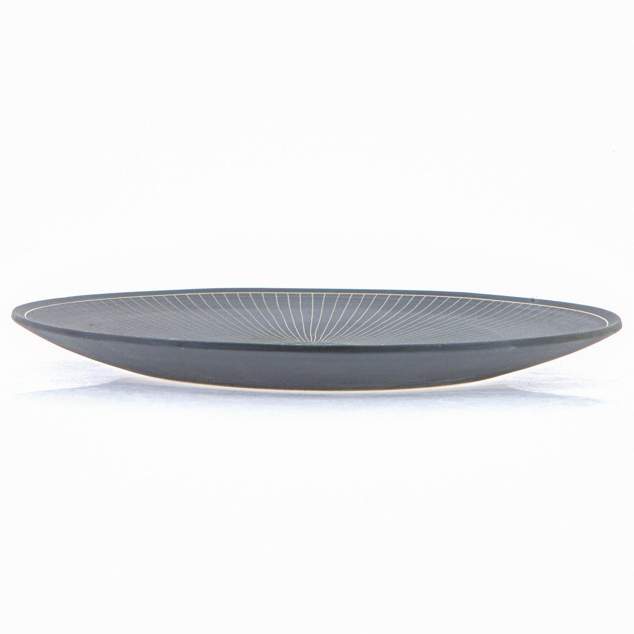 Decorative Round Platter Modern Handmade Ceramic Grey, Large 13.7