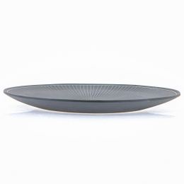 Decorative Round Platter - Modern Handmade Ceramic - Grey, Large 13.7" (35cm)