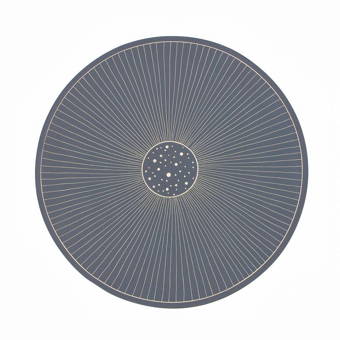 Decorative Round Platter Modern Handmade Ceramic Grey, Large 13.7