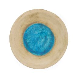 Platter - Handmade Beige Ceramic & Blue Glass - Casual Style - Diameter 36cm 14.2''