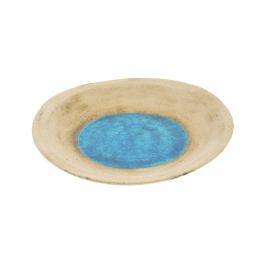 Platter - Handmade Beige Ceramic & Blue Glass - Casual Style - Diameter 36cm 14.2''