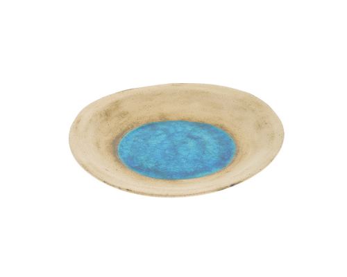 Platter - Handmade Beige Ceramic & Blue Glass - Casual Style - Diameter 36cm 14.2''