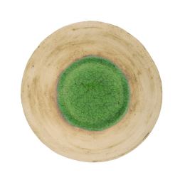 Platter- Handmade Beige Ceramic & Green Glass - Casual Style - Diameter 36cm 14.2''