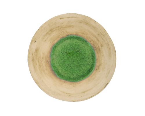 Platter- Handmade Beige Ceramic & Green Glass - Casual Style - Diameter 36cm 14.2''