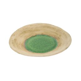 Platter- Handmade Beige Ceramic & Green Glass - Casual Style - Diameter 36cm 14.2''