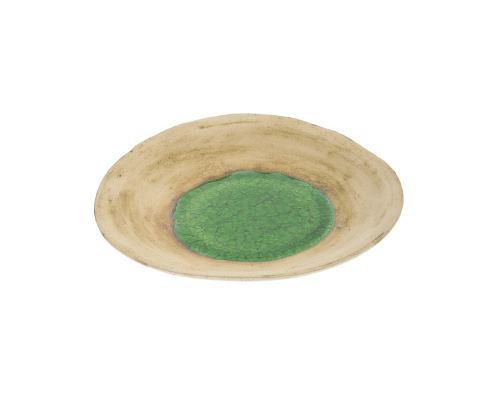Platter- Handmade Beige Ceramic & Green Glass - Casual Style - Diameter 36cm 14.2''