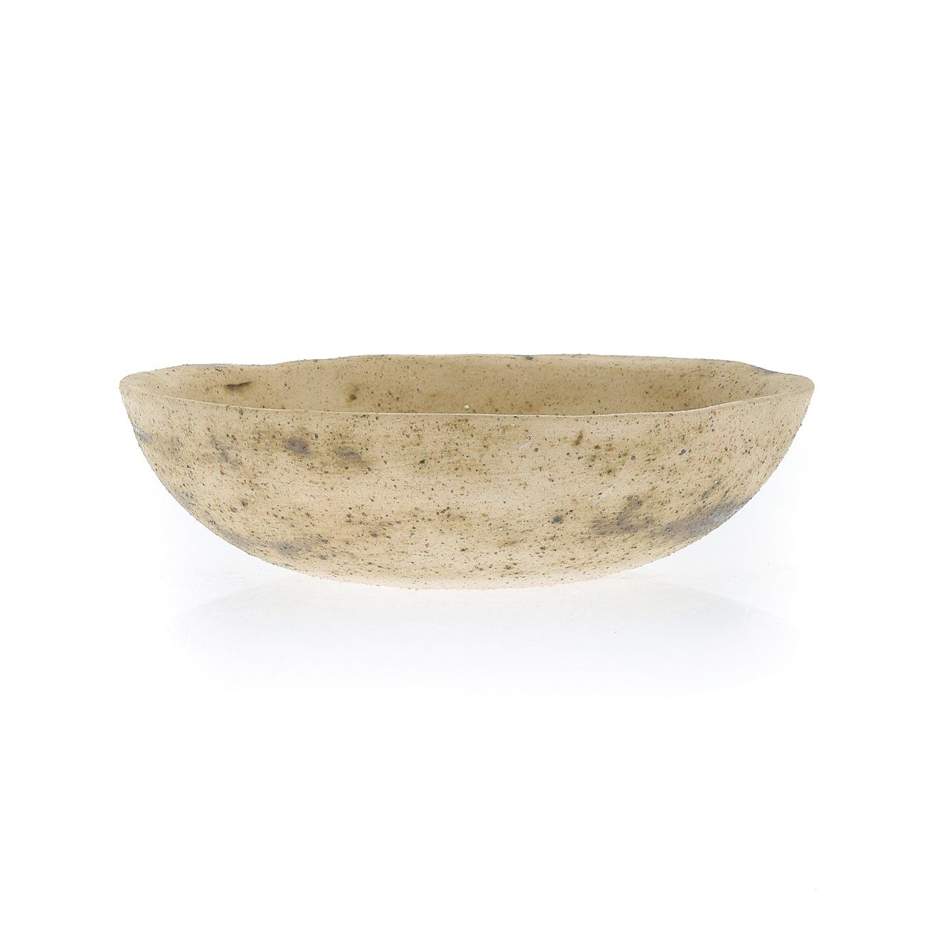 Bowl Handmade Beige Ceramic & Green Glass Casual Style Small 7