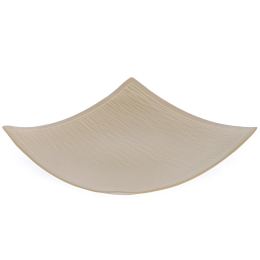 Decorative Platter, Square & Curvy - Handmade Ceramic - Small Beige 8.2" (21x21cm)