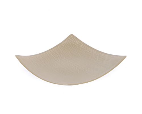 Decorative Platter, Square & Curvy - Handmade Ceramic - Small Beige 8.2" (21x21cm)