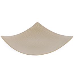 Decorative Platter, Square & Curvy - Handmade Ceramic - Large Beige 10.6" (27cm)