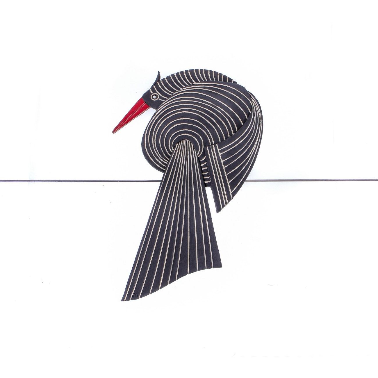 Bird On Wire Ceramic Unique Handmade Modern Wall Art Decor Sculpture Design B