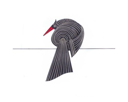 Bird on Wire - Ceramic Unique Handmade Modern Wall Art Decor Sculpture, Design B