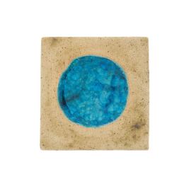 Drink Serving Coasters Set of 6 - Handmade Beige Ceramic & Blue Glass - Casual Style